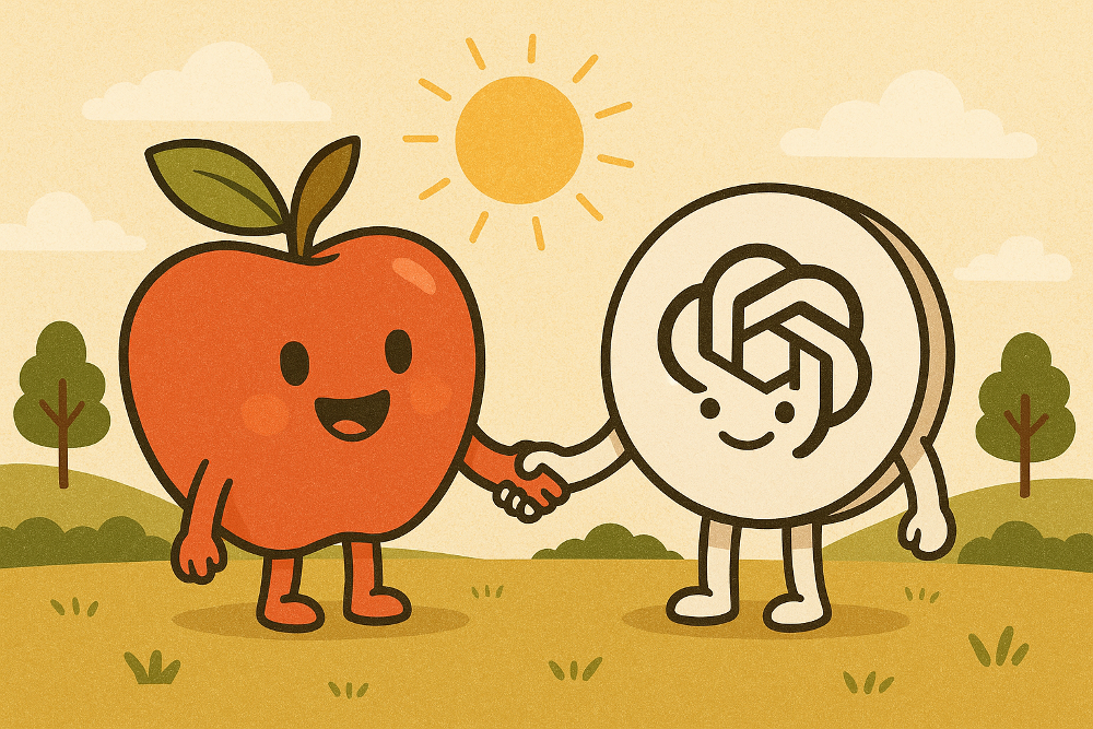 apple and openai biscuit people holding hands